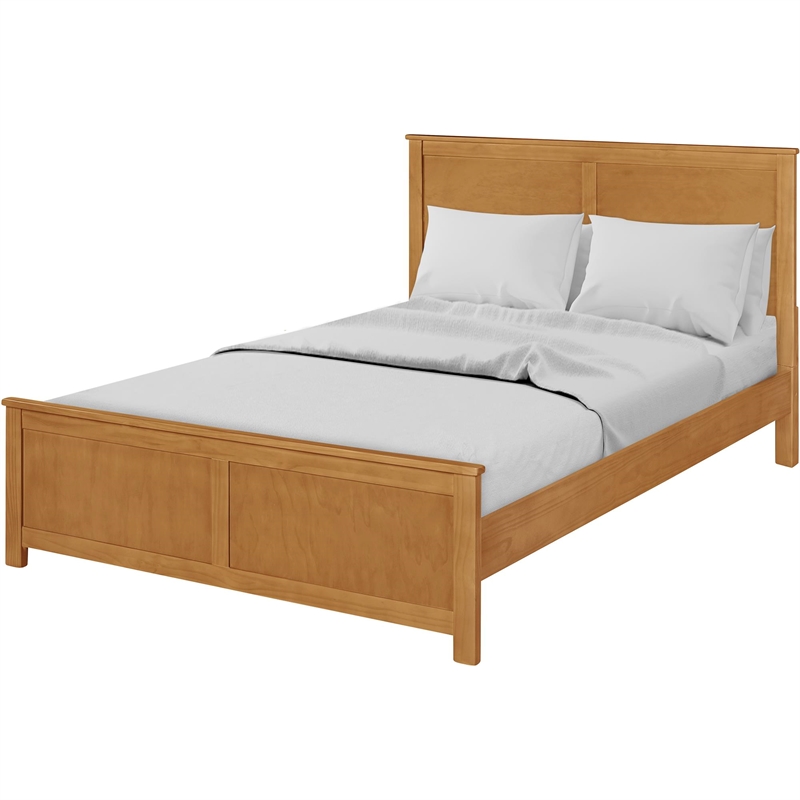 Winston Wooden Platform Bed in Oak King with Paneled Headboard and Footboard