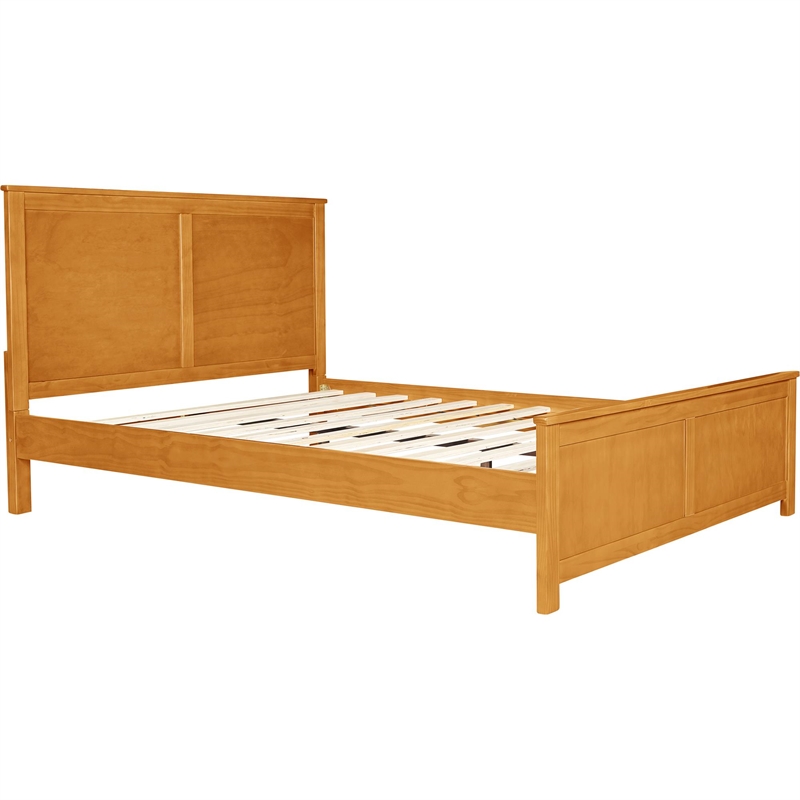 Winston Wooden Platform Bed in Oak King with Paneled Headboard and Footboard