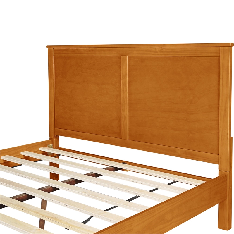 Winston Wooden Platform Bed in Oak King with Paneled Headboard and Footboard