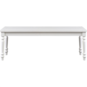 Philippe Wood Seat Dining Bench White with Turned Legs