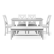 Kendal 6 Piece Wood Dining Set White with Upholstered Seating