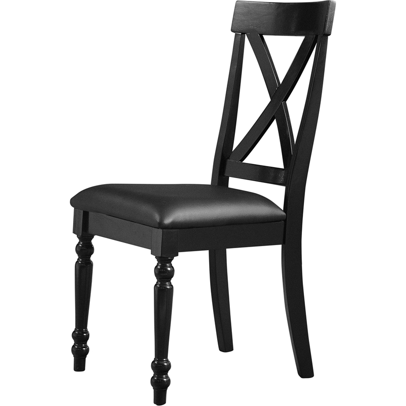 Philippe Upholstered Dining Chair (Set of 2) Black with Cross Back