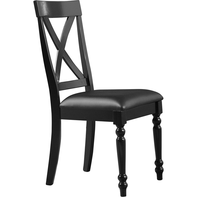 Philippe Upholstered Dining Chair (Set of 2) Black with Cross Back