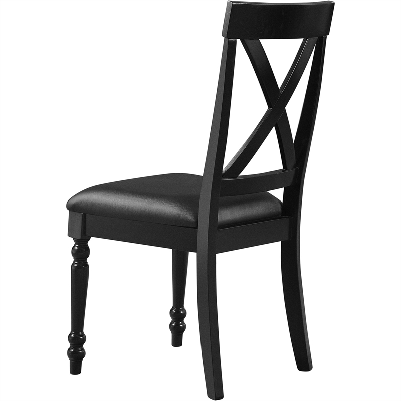 Philippe Upholstered Dining Chair (Set of 2) Black with Cross Back