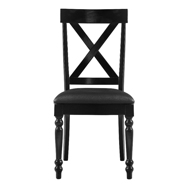 Philippe Upholstered Dining Chair (Set of 2) Black with Cross Back