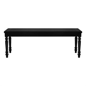 Philippe Wood Seat Dining Bench Black with Turned Legs