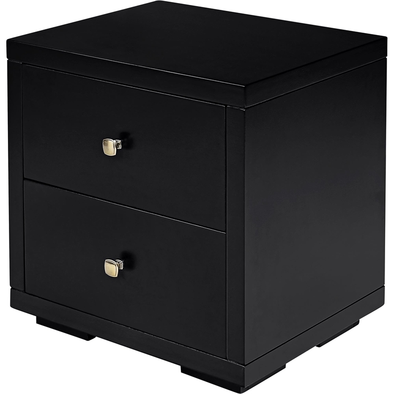 Camden Isle Wooden 2 Drawer Nightstand in Black