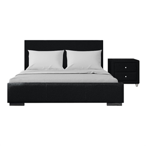 Hindes Upholstered Platform Bed Black Upholstered Twin with 1 Nightstand