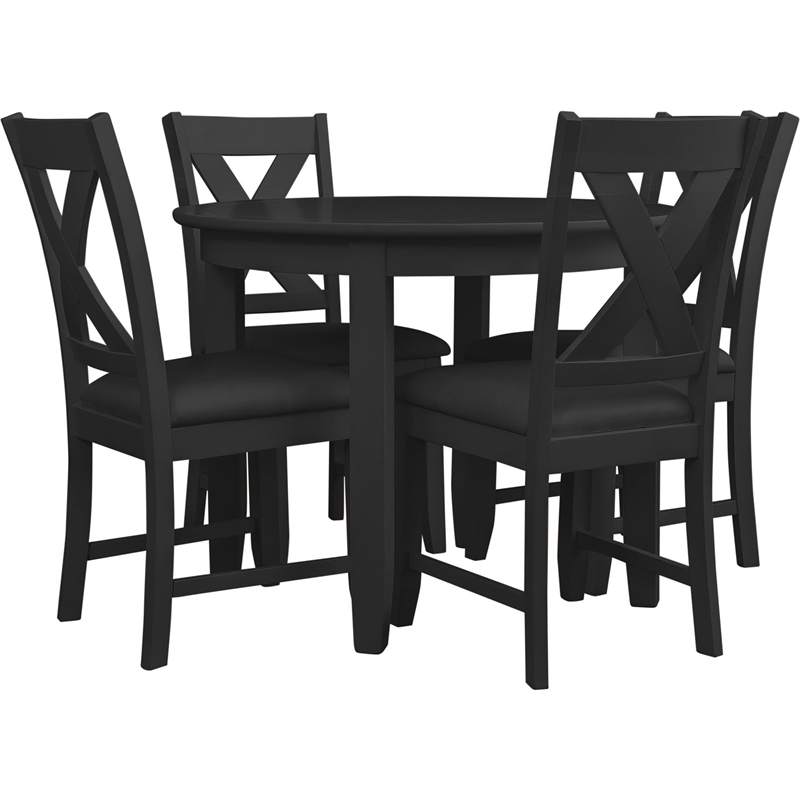 Kendal 5 Piece Dining Set Black Round Table