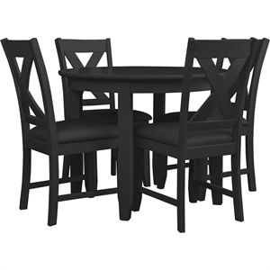 Kendal 5 Piece Dining Set Black Round Table