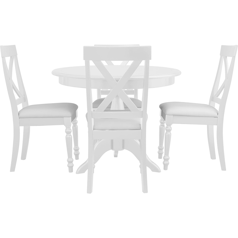 Philippe 5 Piece Dining Set White Pedestal