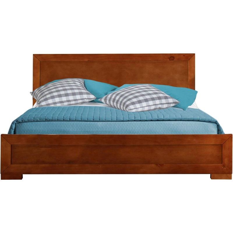 Trent Wooden Platform Bed in Black Queen with 1 Nightstand