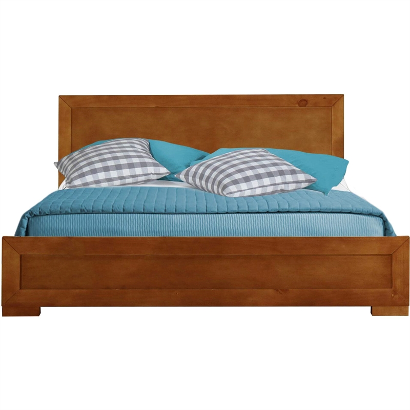 Trent Wooden Platform Bed in Black Queen with 1 Nightstand