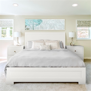 Trent Wooden Platform Bed in Walnut King with 1 Nightstand