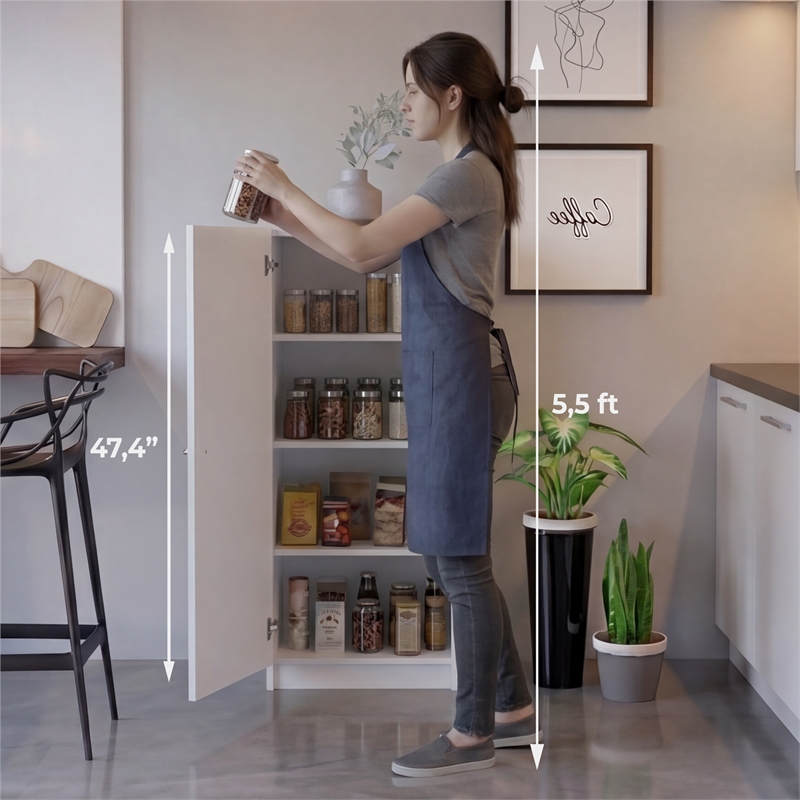 TUHOME Belleria Pantry Engineered Wood Pantries in  White