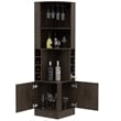 Tuhome Furniture Syrah Corner Bar and Wine Cabinet in Weathered Oak