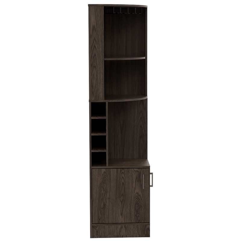 Tuhome Furniture Syrah Corner Bar and Wine Cabinet in Weathered Oak