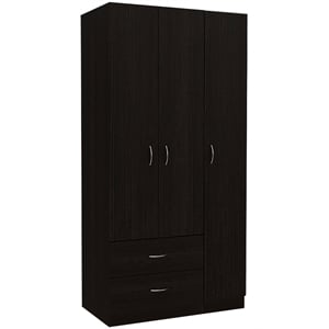 TUHOME Austral 3 Door Armoire Engineered Wood Armoires in  Black
