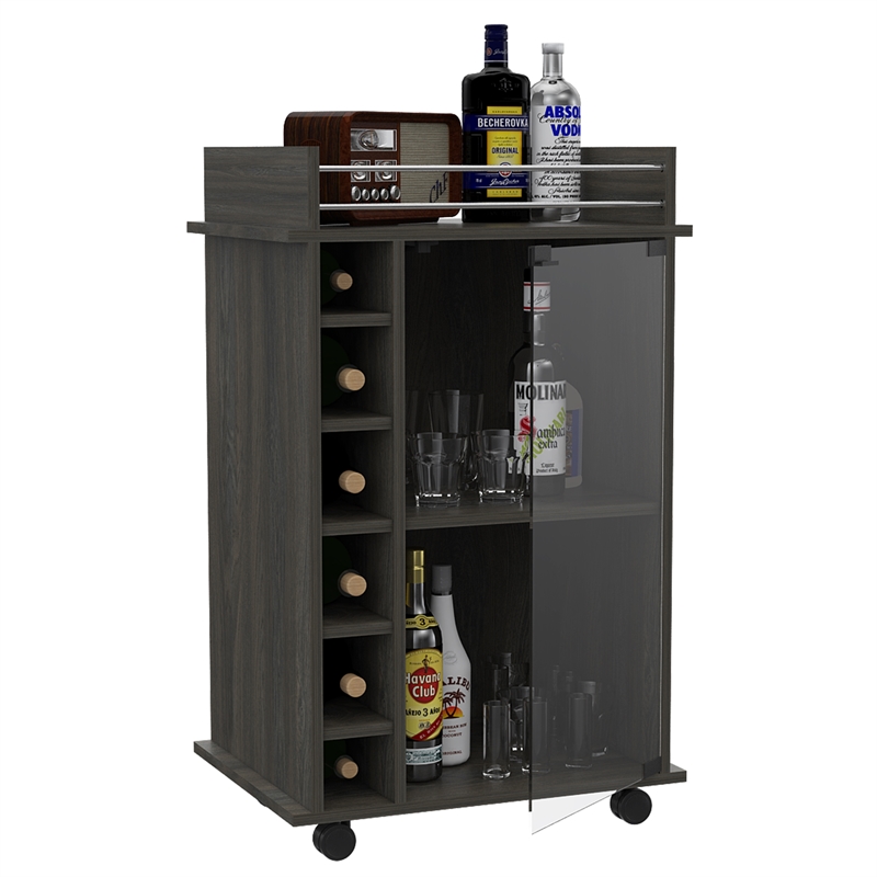 TUHOME Dukat Bar Cart  Engineered Wood Bar Carts in  Brown