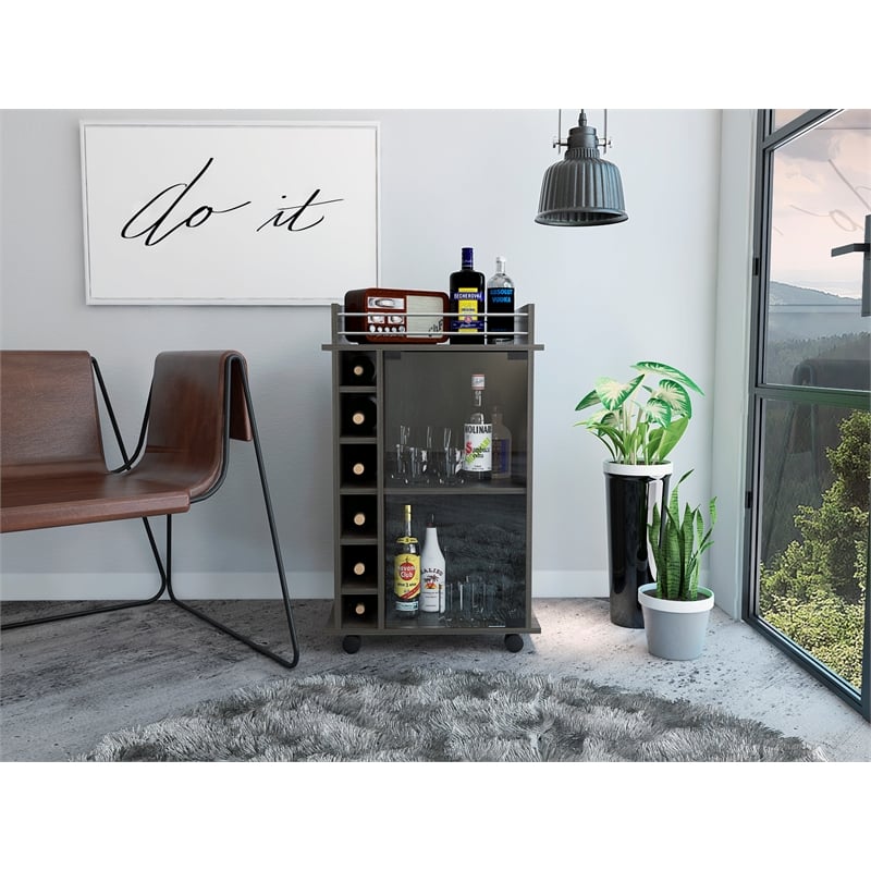 TUHOME Dukat Bar Cart  Engineered Wood Bar Carts in  Brown