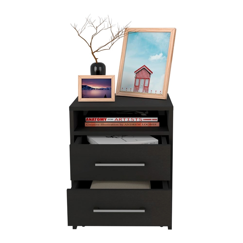 TUHOME Eter Nightstand Engineered Wood Nightstands in  Black