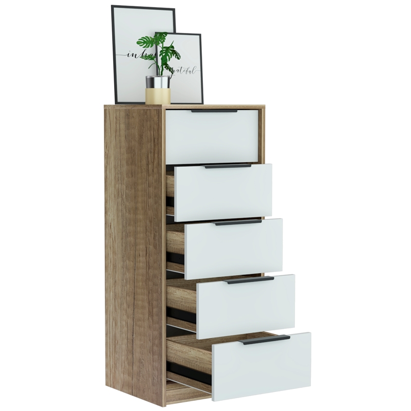 TUHOME Kaia 5 Drawer Dresser  Engineered Wood Dressers in  Multi-color
