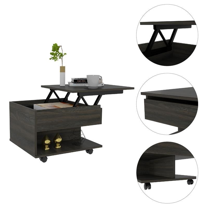TUHOME Luanda Lift Top Coffee Table Engineered Wood Coffee Tables in  Brown