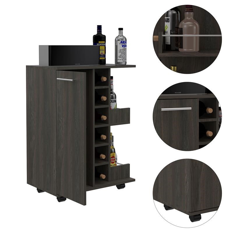 TUHOME Bar Cart  Engineered Wood Bar Carts in  Brown