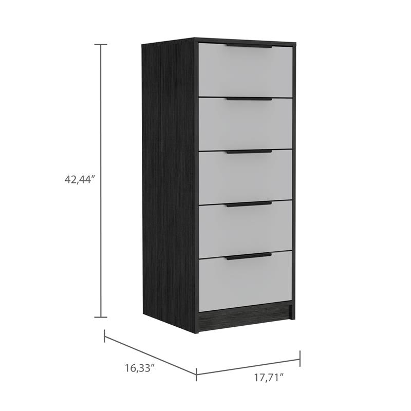 TUHOME Kaia 5 Drawer Dresser  Engineered Wood Dressers in  Multi-Color