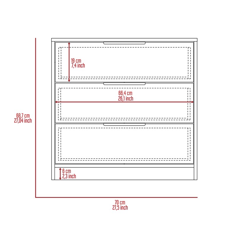 TUHOME Kaia 3 Drawer Dresser  Engineered Wood Dressers in  White