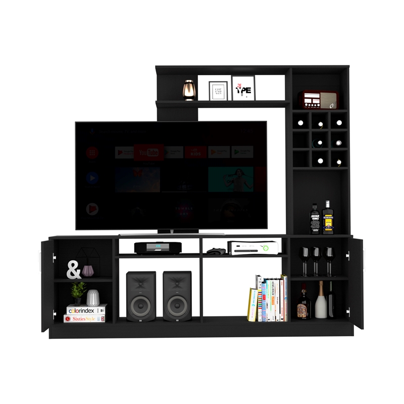 TUHOME Kava Entertainment Center  Engineered Wood  in  Black