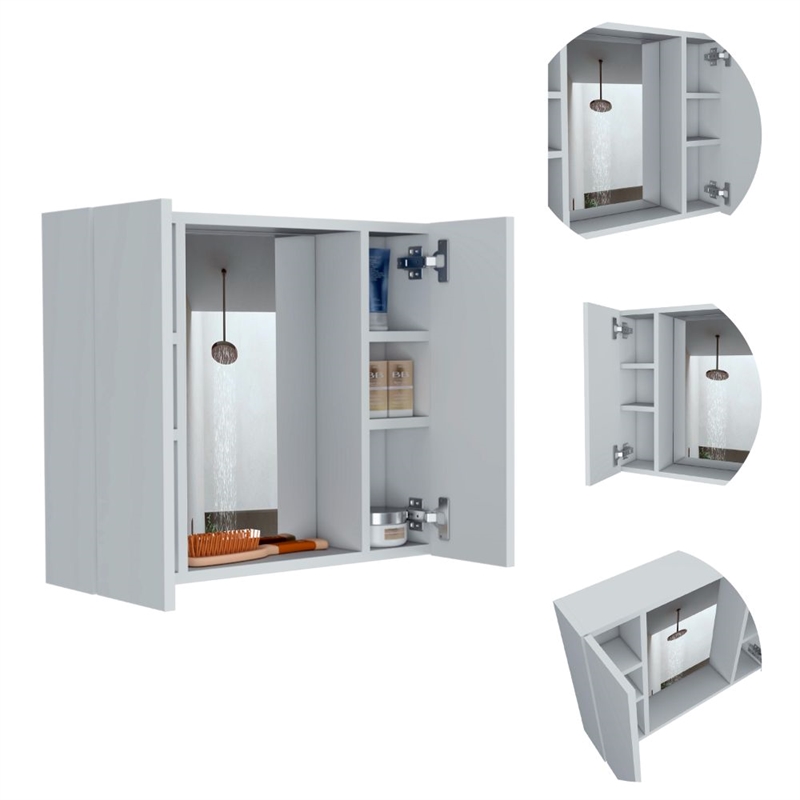 TUHOME Artemisa Medicine Cabinet Engineered Wood Medicine Cabinets in  White