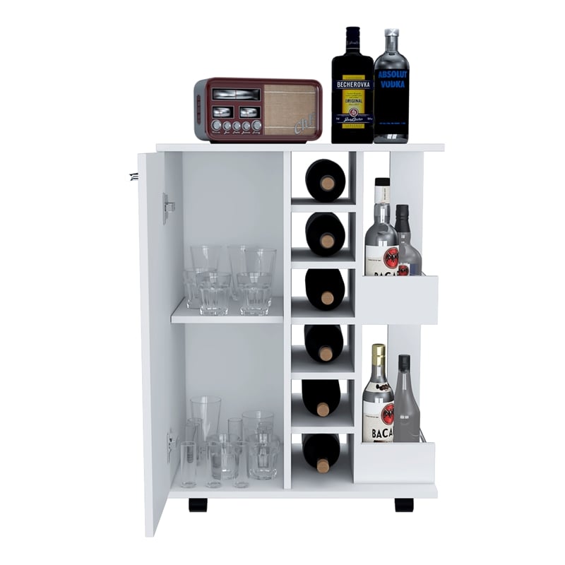 TUHOME Bar Cart Engineered Wood Bar Carts in  White