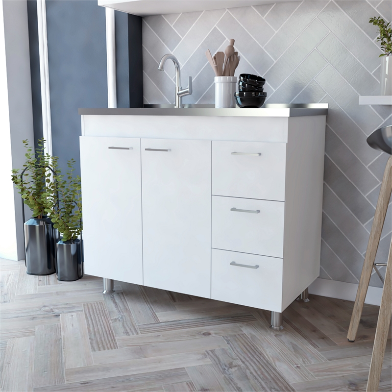 TUHOME Ferretti Base Cabinet Engineered Wood Cabinets in  White