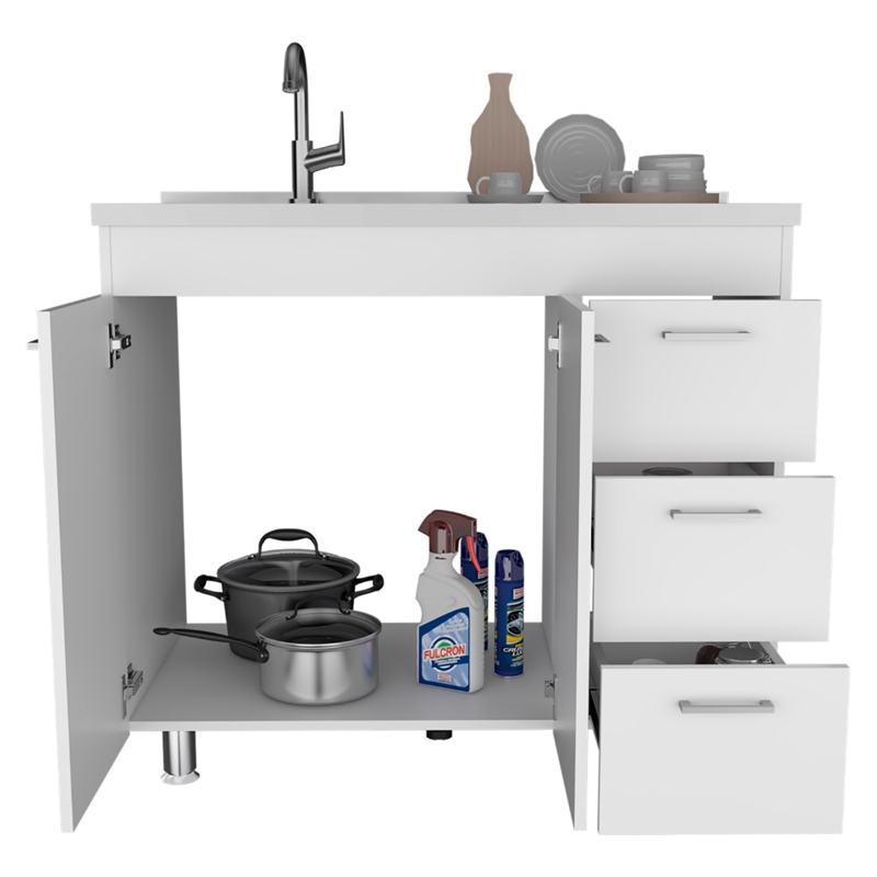 TUHOME Ferretti Base Cabinet Engineered Wood Cabinets in  White