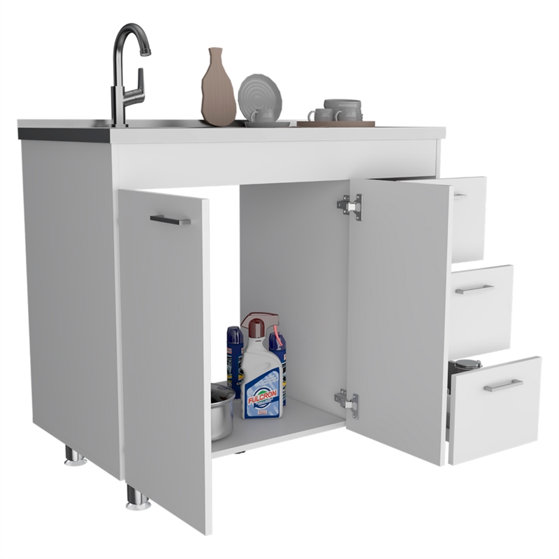 TUHOME Ferretti Base Cabinet Engineered Wood Cabinets in  White