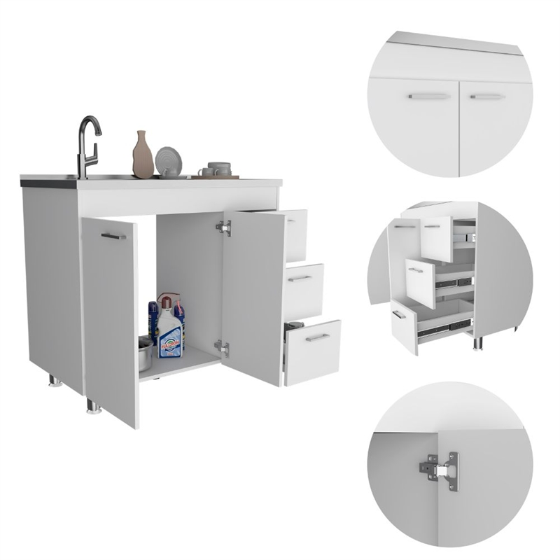 TUHOME Ferretti Base Cabinet Engineered Wood Cabinets in  White