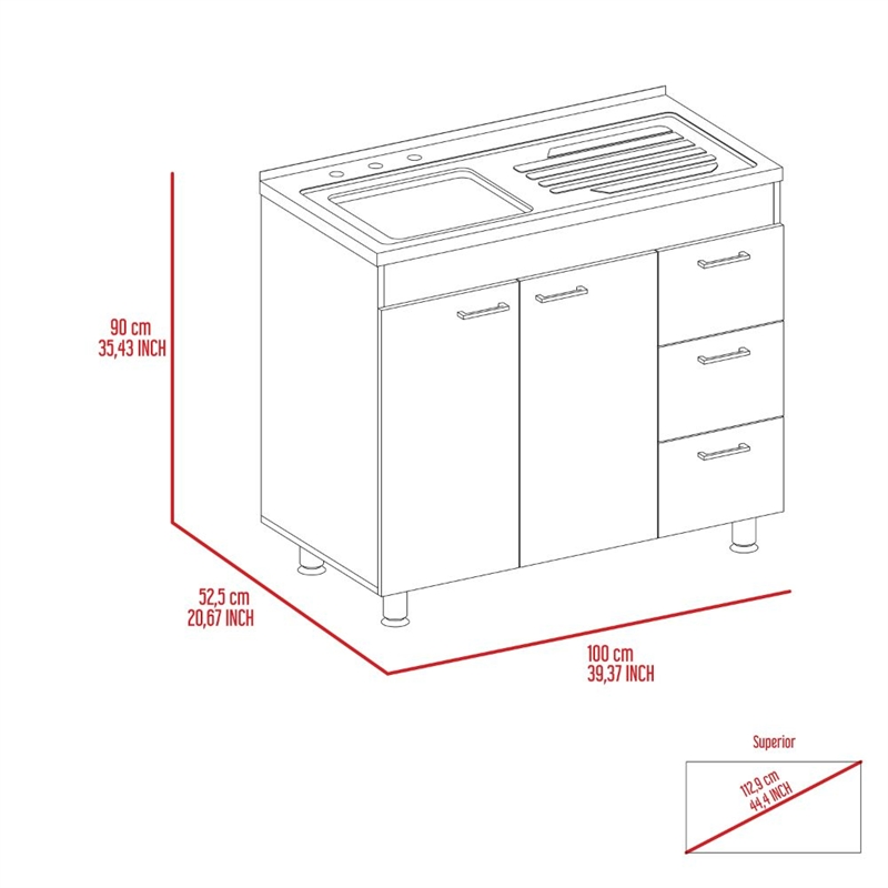 TUHOME Ferretti Base Cabinet Engineered Wood Cabinets in  White