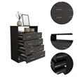 Tuhome Furniture Peru L Engineered Wood 4-Drawers Bedroom Dresser in Black