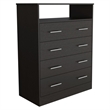 Tuhome Furniture Peru L Engineered Wood 4-Drawers Bedroom Dresser in Black