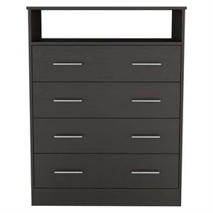 Tuhome Furniture Peru L Engineered Wood 4-Drawers Bedroom Dresser in Black
