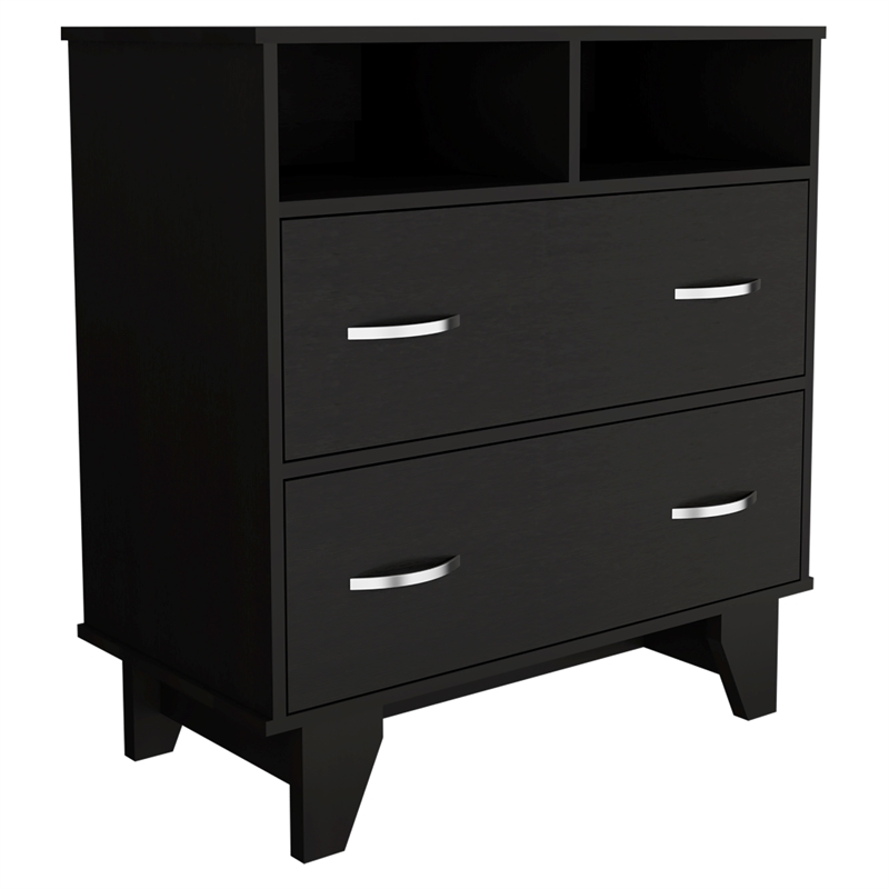 TUHOME Portanova Two Drawer Dresser - Black  Engineered Wood