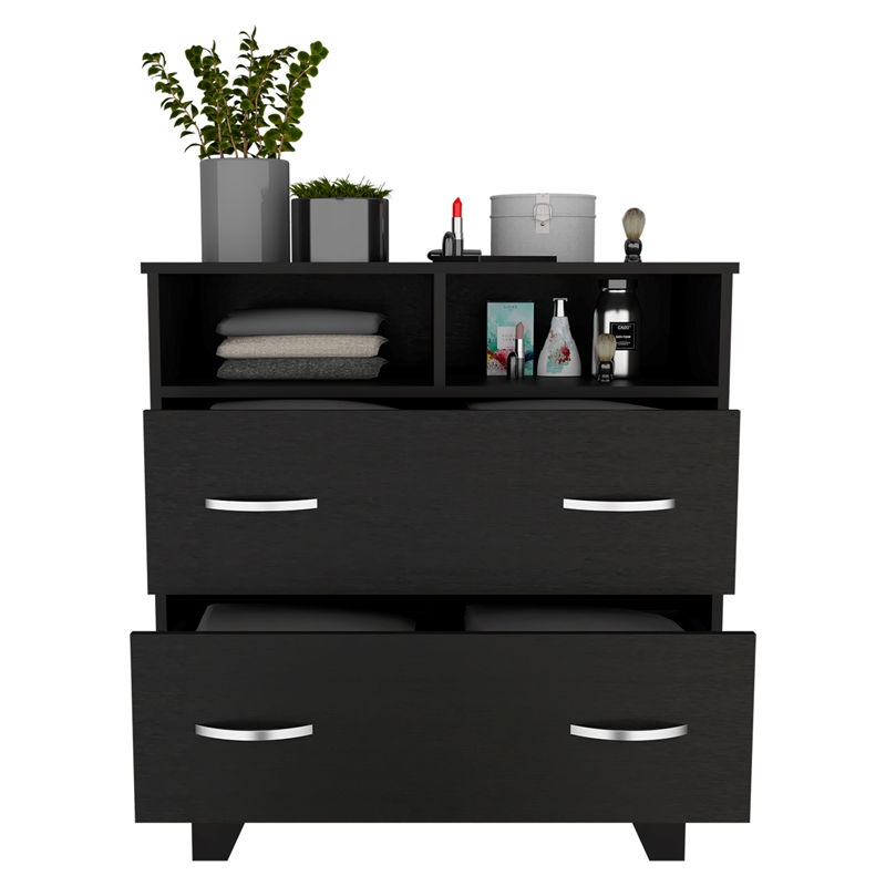 TUHOME Portanova Two Drawer Dresser - Black  Engineered Wood