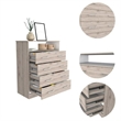 Tuhome Furniture Peru L Engineered Wood 4-Drawers Dresser in Light Gray/White