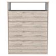 Tuhome Furniture Peru L Engineered Wood 4-Drawers Dresser in Light Gray/White