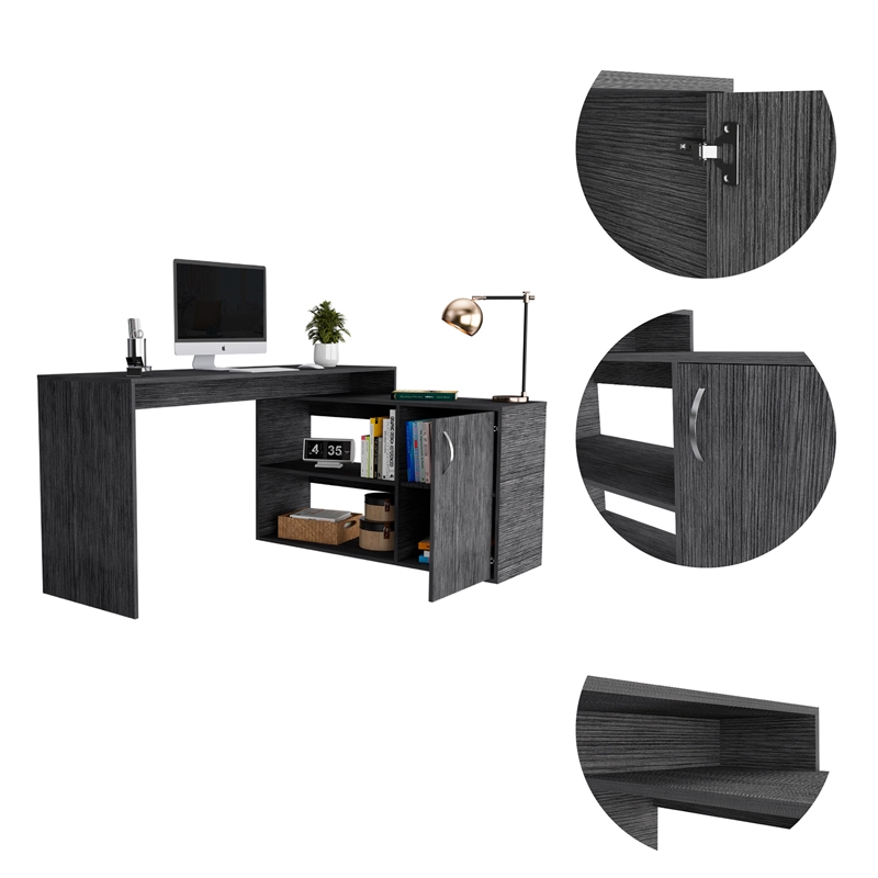 TUHOME Axis L-Shaped Desk Engineered Wood Desks in  Gray