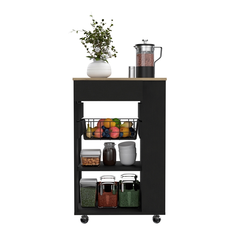 TUHOME Blosson Kitchen Cart  Engineered Wood Kitchen Carts in  Multi-color