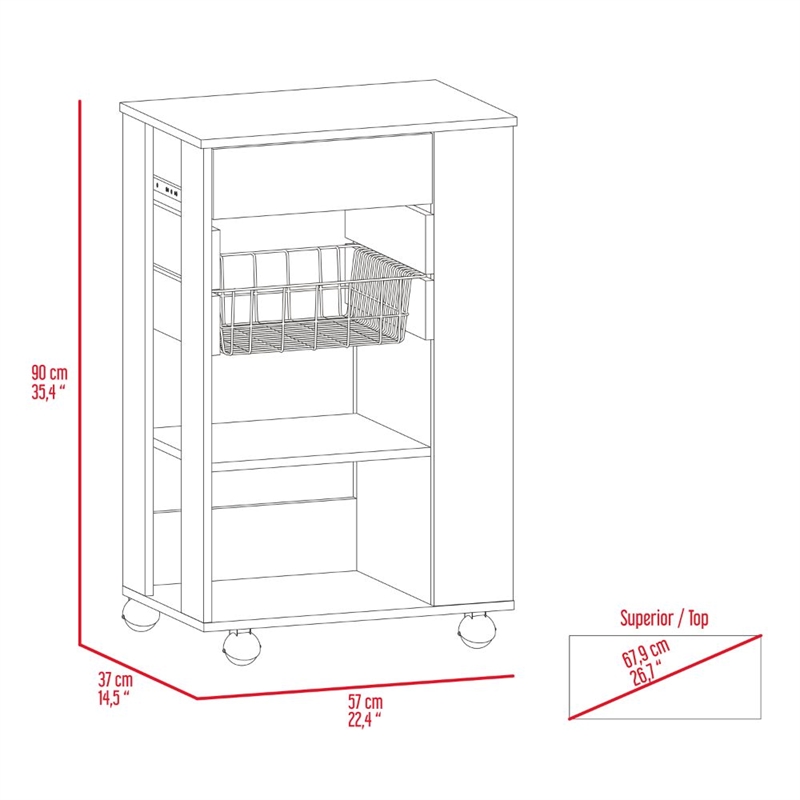 TUHOME Blosson Kitchen Cart  Engineered Wood Kitchen Carts in  Multi-color