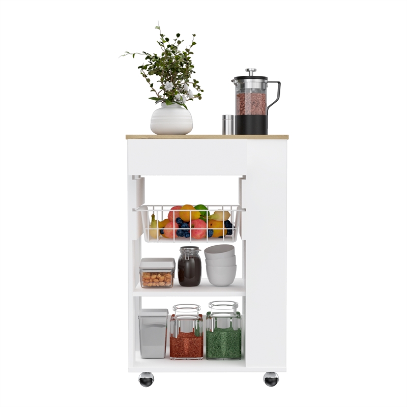 TUHOME Blosson Kitchen Cart  Engineered Wood Kitchen Carts in  Multi-color