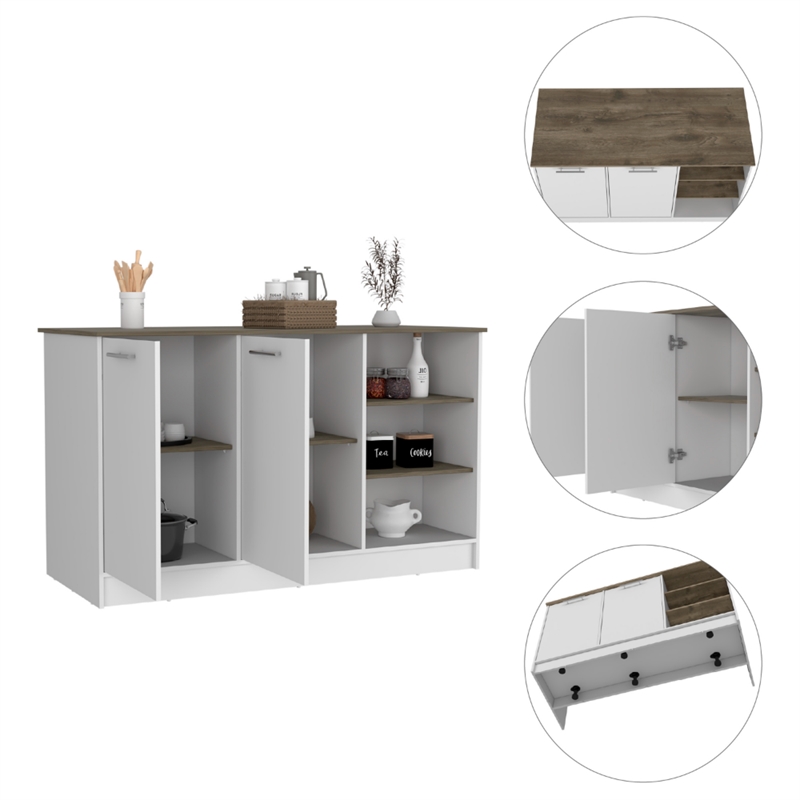 TUHOME Ginger Kitchen Island Engineered Wood Kitchen Islands in  Multi-color
